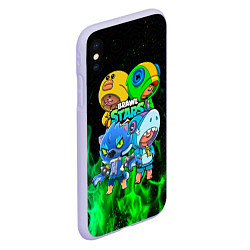 Чехол iPhone XS Max матовый Brawl Stars Leon Quattro, цвет: 3D-светло-сиреневый — фото 2