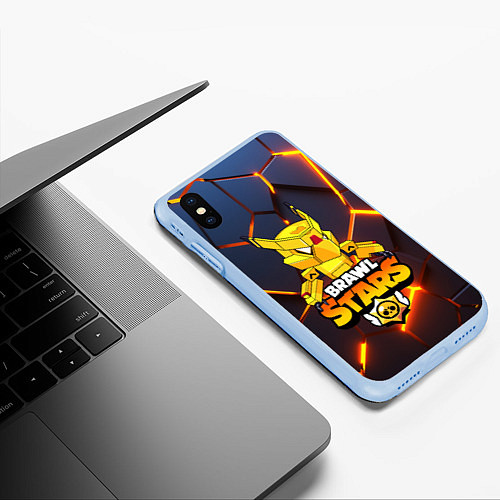 Чехол iPhone XS Max матовый B S MECHA CROW / 3D-Голубой – фото 3
