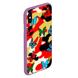 Чехол iPhone XS Max матовый Камуфляжные бабочки, цвет: 3D-фиолетовый — фото 2