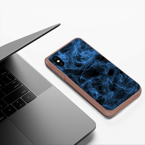 Чехол iPhone XS Max матовый Синий дым / 3D-Коричневый – фото 3