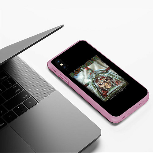 Чехол iPhone XS Max матовый Iron Maiden / 3D-Розовый – фото 3