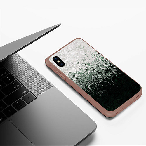 Чехол iPhone XS Max матовый Разводы жидкость абстракция / 3D-Коричневый – фото 3