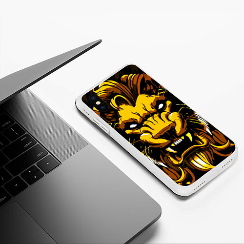 Чехол iPhone XS Max матовый Зверь / 3D-Белый – фото 3