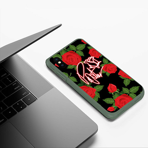 Чехол iPhone XS Max матовый Payton Moormeier Розы / 3D-Темно-зеленый – фото 3