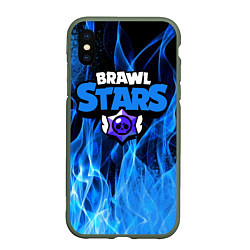 Чехол iPhone XS Max матовый BRAWL STARS, цвет: 3D-темно-зеленый