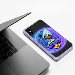 Чехол iPhone XS Max матовый Brawl Stars LEON SHARK, цвет: 3D-светло-сиреневый — фото 2