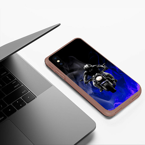 Чехол iPhone XS Max матовый МОТОЦИКЛЫ / 3D-Коричневый – фото 3