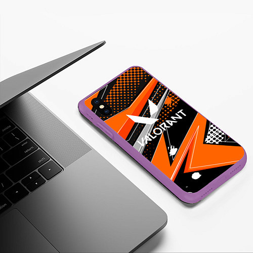 Чехол iPhone XS Max матовый Valorant / 3D-Фиолетовый – фото 3