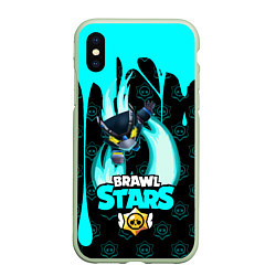 Чехол iPhone XS Max матовый Brawl stars mecha crow, цвет: 3D-салатовый