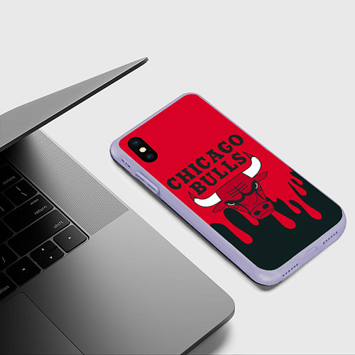 Чехол iPhone XS Max матовый Chicago Bulls / 3D-Светло-сиреневый – фото 3