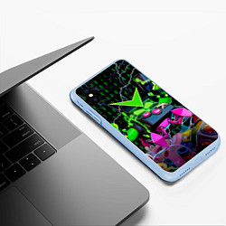 Чехол iPhone XS Max матовый Brawl Stars Virus 8-Bit, цвет: 3D-голубой — фото 2