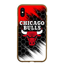 Чехол iPhone XS Max матовый CHICAGO BULLS, цвет: 3D-коричневый