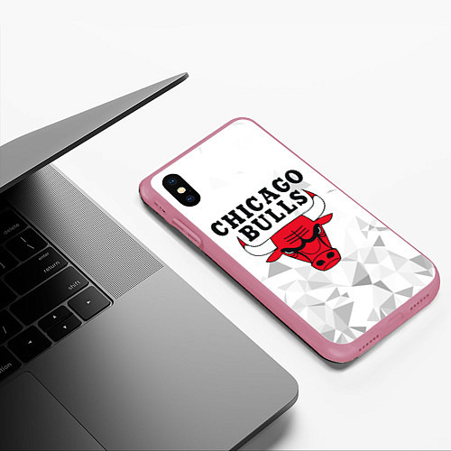 Чехол iPhone XS Max матовый CHICAGO BULLS / 3D-Малиновый – фото 3