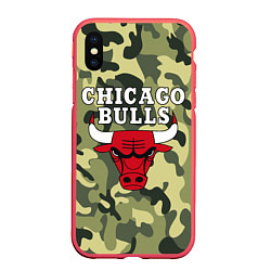 Чехол iPhone XS Max матовый CHICAGO BULLS, цвет: 3D-красный