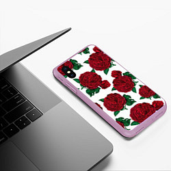 Чехол iPhone XS Max матовый Винтажные розы, цвет: 3D-сиреневый — фото 2