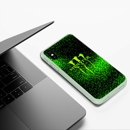 Чехол iPhone XS Max матовый MONSTER ENERGY / 3D-Салатовый – фото 3