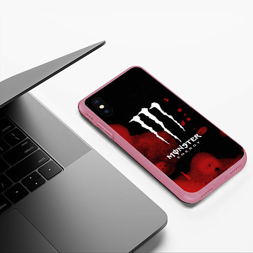 Чехол iPhone XS Max матовый MONSTER ENERGY / 3D-Малиновый – фото 3