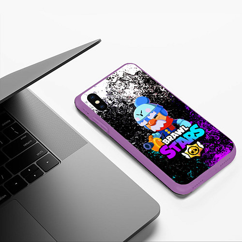 Чехол iPhone XS Max матовый BRAWL STARS GALE / 3D-Фиолетовый – фото 3