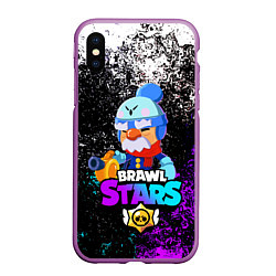 Чехол iPhone XS Max матовый BRAWL STARS GALE, цвет: 3D-фиолетовый