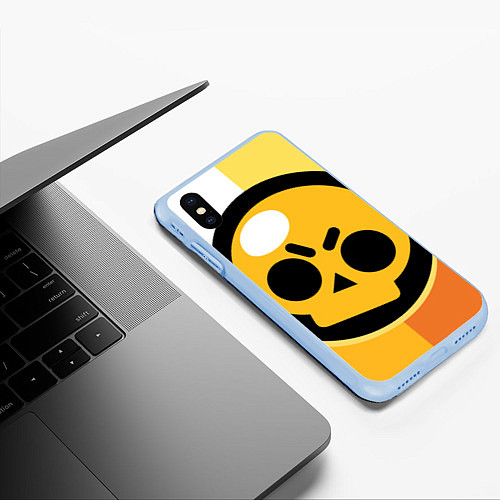 Чехол iPhone XS Max матовый BRAWL STARS / 3D-Голубой – фото 3