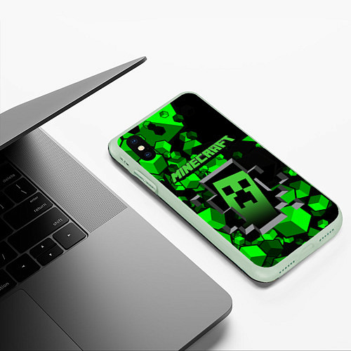 Чехол iPhone XS Max матовый Minecraft / 3D-Салатовый – фото 3