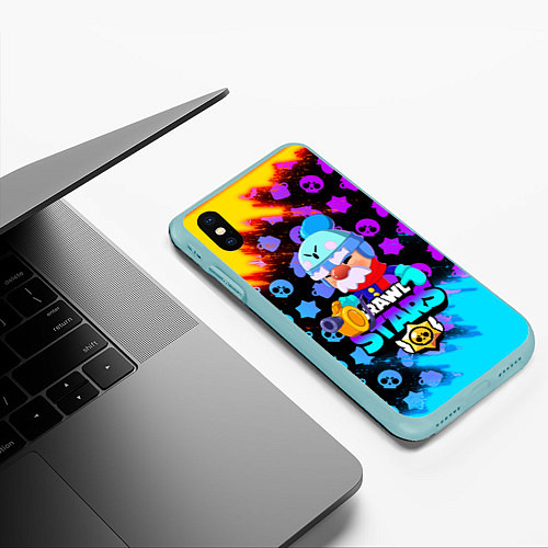 Чехол iPhone XS Max матовый BRAWL STARS GALE / 3D-Мятный – фото 3