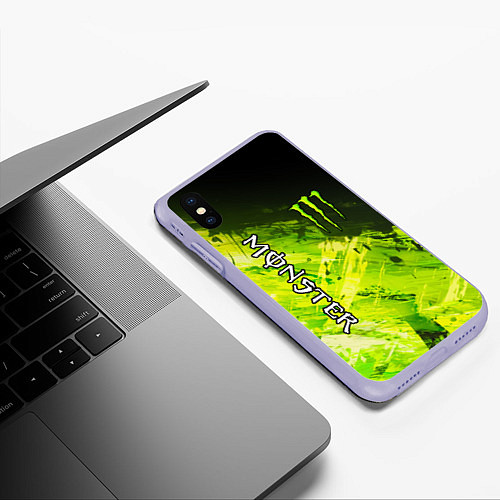 Чехол iPhone XS Max матовый MONSTER ENERGY / 3D-Светло-сиреневый – фото 3