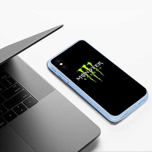 Чехол iPhone XS Max матовый MONSTER ENERGY / 3D-Голубой – фото 3