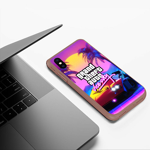 Чехол iPhone XS Max матовый GTA 2020 / 3D-Коричневый – фото 3
