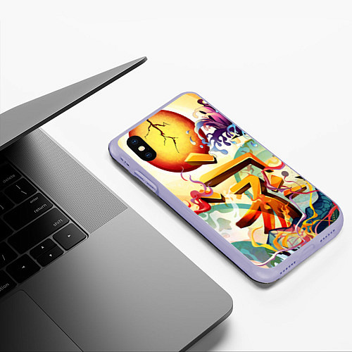 Чехол iPhone XS Max матовый Dsquared tatoo / 3D-Светло-сиреневый – фото 3