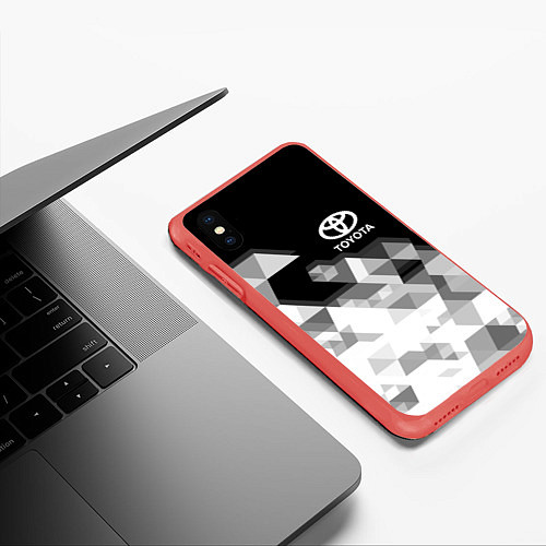 Чехол iPhone XS Max матовый TOYOTA / 3D-Красный – фото 3