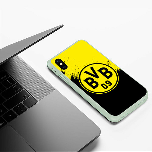 Чехол iPhone XS Max матовый BORUSSIA / 3D-Салатовый – фото 3