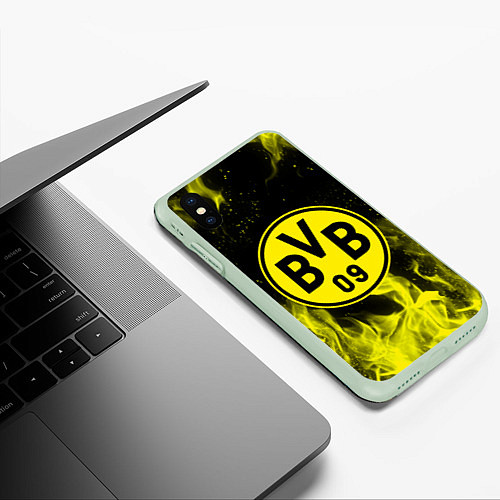 Чехол iPhone XS Max матовый BORUSSIA / 3D-Салатовый – фото 3