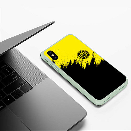 Чехол iPhone XS Max матовый BORUSSIA / 3D-Салатовый – фото 3