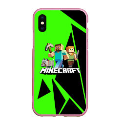 Чехол iPhone XS Max матовый Minecraft, цвет: 3D-розовый