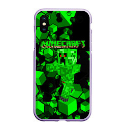 Чехол iPhone XS Max матовый Minecraft, цвет: 3D-светло-сиреневый