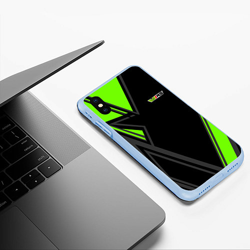 Чехол iPhone XS Max матовый Skoda RS Z / 3D-Голубой – фото 3