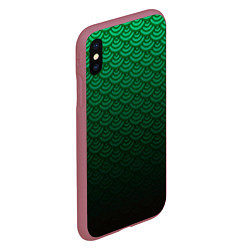 Чехол iPhone XS Max матовый Узор зеленая чешуя дракон, цвет: 3D-малиновый — фото 2