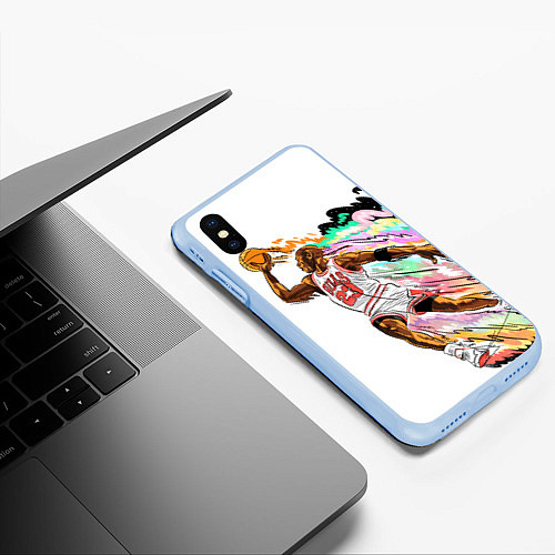 Чехол iPhone XS Max матовый МАЙКЛ ДЖОРДАН / 3D-Голубой – фото 3