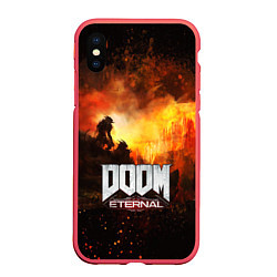 Чехол iPhone XS Max матовый DOOM ETERNAL, цвет: 3D-красный