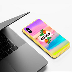 Чехол iPhone XS Max матовый Наташа, цвет: 3D-желтый — фото 2