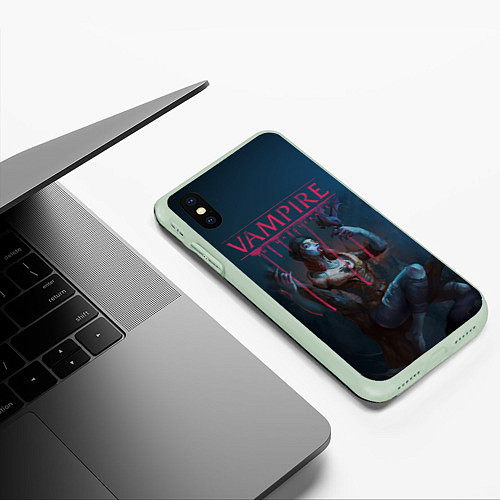 Чехол iPhone XS Max матовый Vampire: The Masquerade / 3D-Салатовый – фото 3