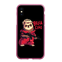 Чехол iPhone XS Max матовый Bella Ciao, цвет: 3D-малиновый