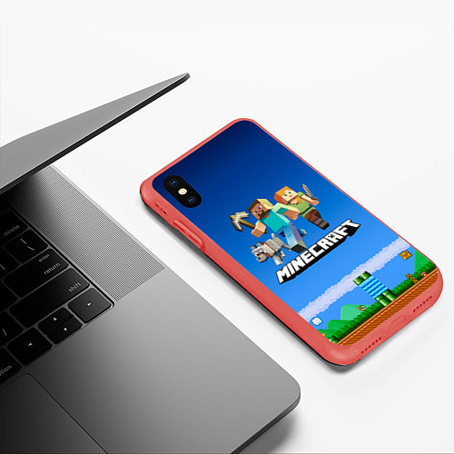 Чехол iPhone XS Max матовый Minecraft / 3D-Красный – фото 3