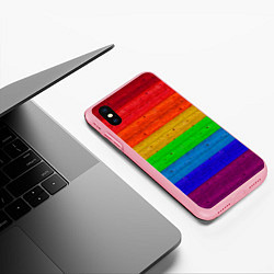 Чехол iPhone XS Max матовый Разноцветные доски радужный, цвет: 3D-баблгам — фото 2
