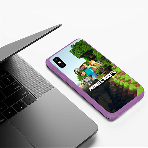 Чехол iPhone XS Max матовый Minecraft / 3D-Фиолетовый – фото 3