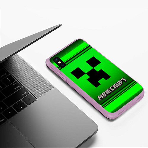 Чехол iPhone XS Max матовый Minecraft / 3D-Сиреневый – фото 3