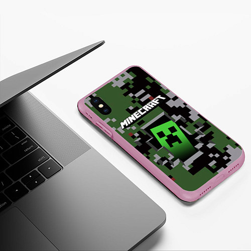 Чехол iPhone XS Max матовый Minecraft / 3D-Розовый – фото 3