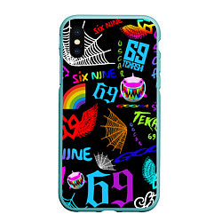 Чехол iPhone XS Max матовый 6IX9INE, цвет: 3D-мятный