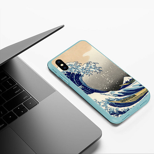Чехол iPhone XS Max матовый ЯПОНСКАЯ КАРТИНА / 3D-Мятный – фото 3